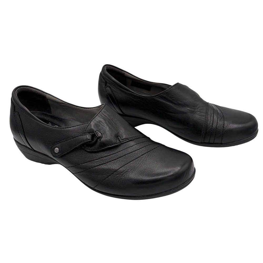 Dansko Leather Loafers 38 Professional Black Comfort Wedge‎ Slip On Shoes